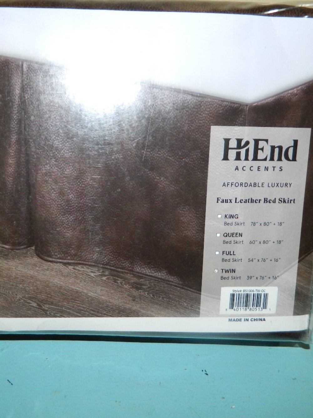 HiEnd Accents Brown Faux Leather Bed skirt Twin